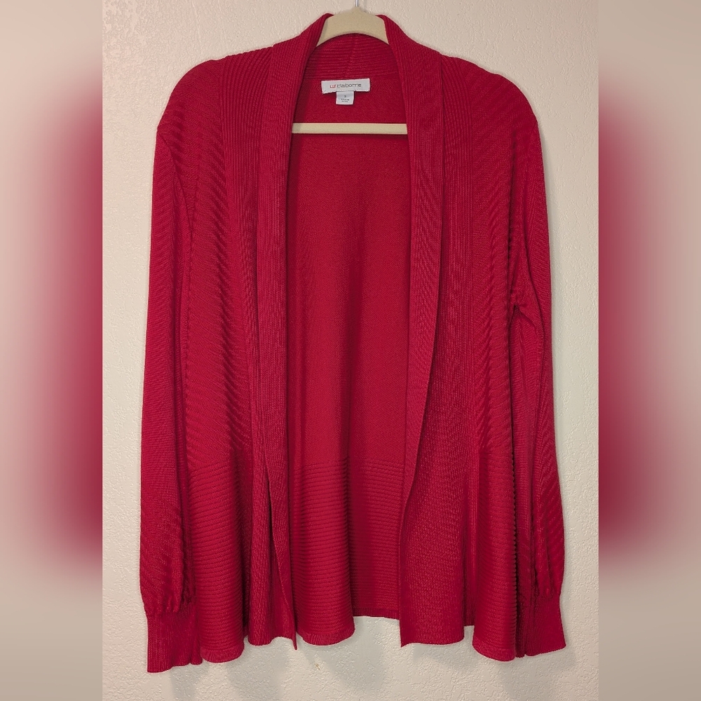 Liz Claiborne Vibrant Red Open Cardigan - Picture 2 of 7